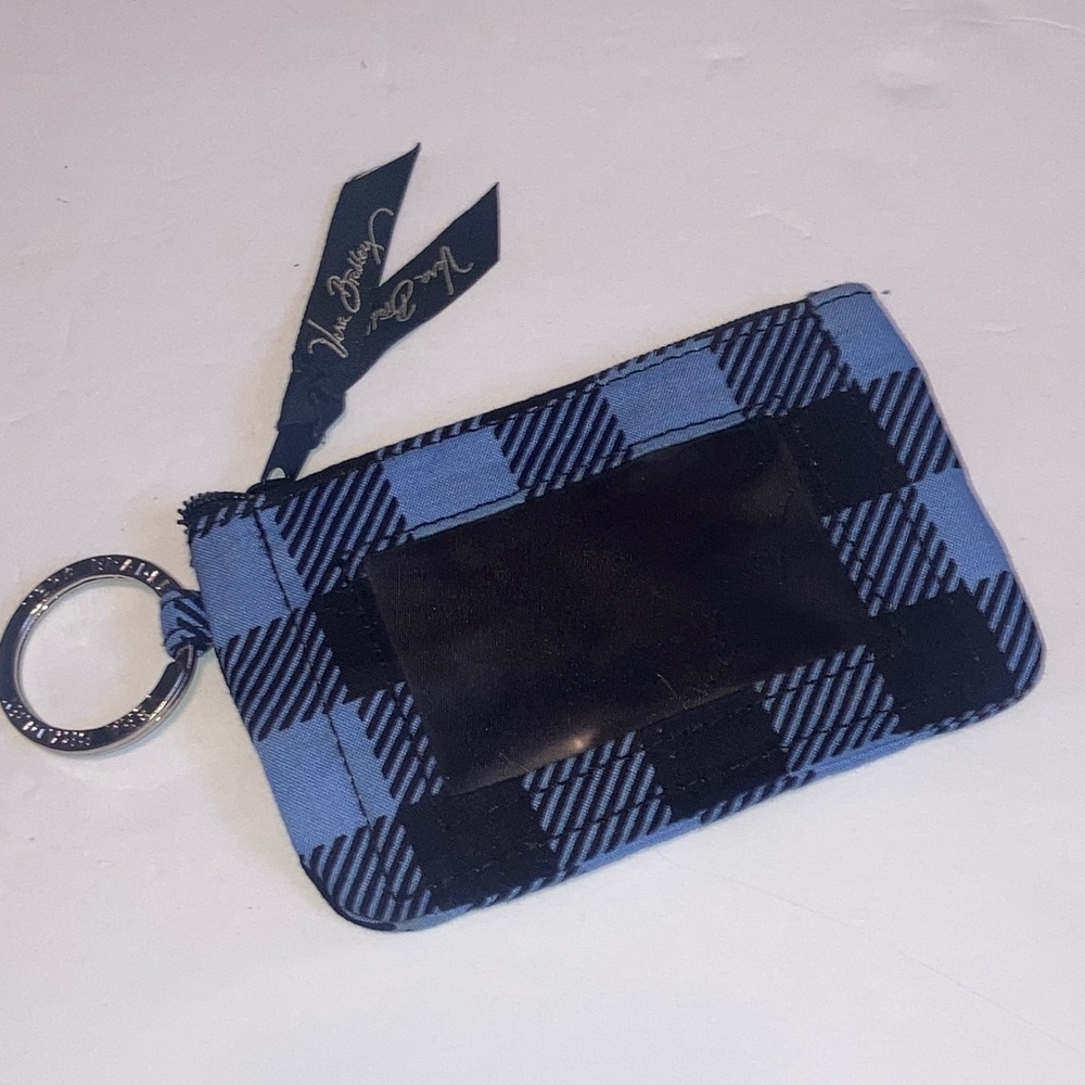 Vera Bradley Blue and Black Plaid Card Holder Keychain